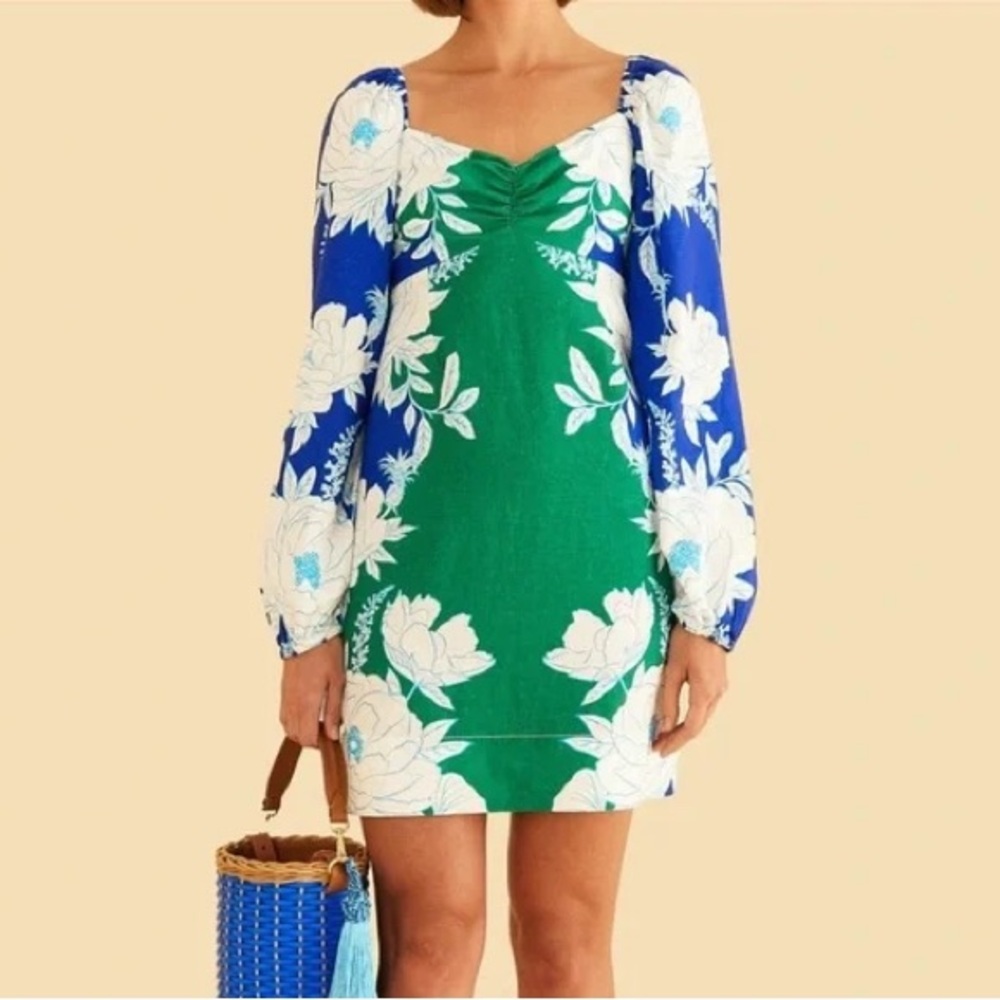 NWT Farm Rio Soft Garden Linen Long Sleeve Mini Dress size XS